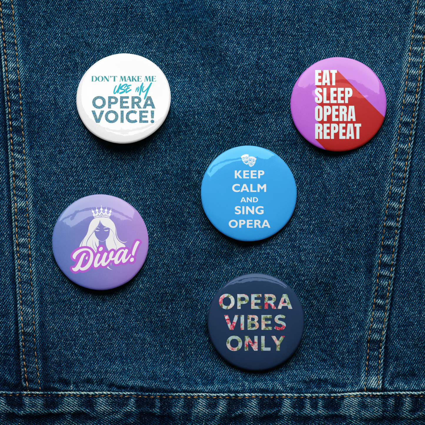 Set 5 Opera PIn Buttons