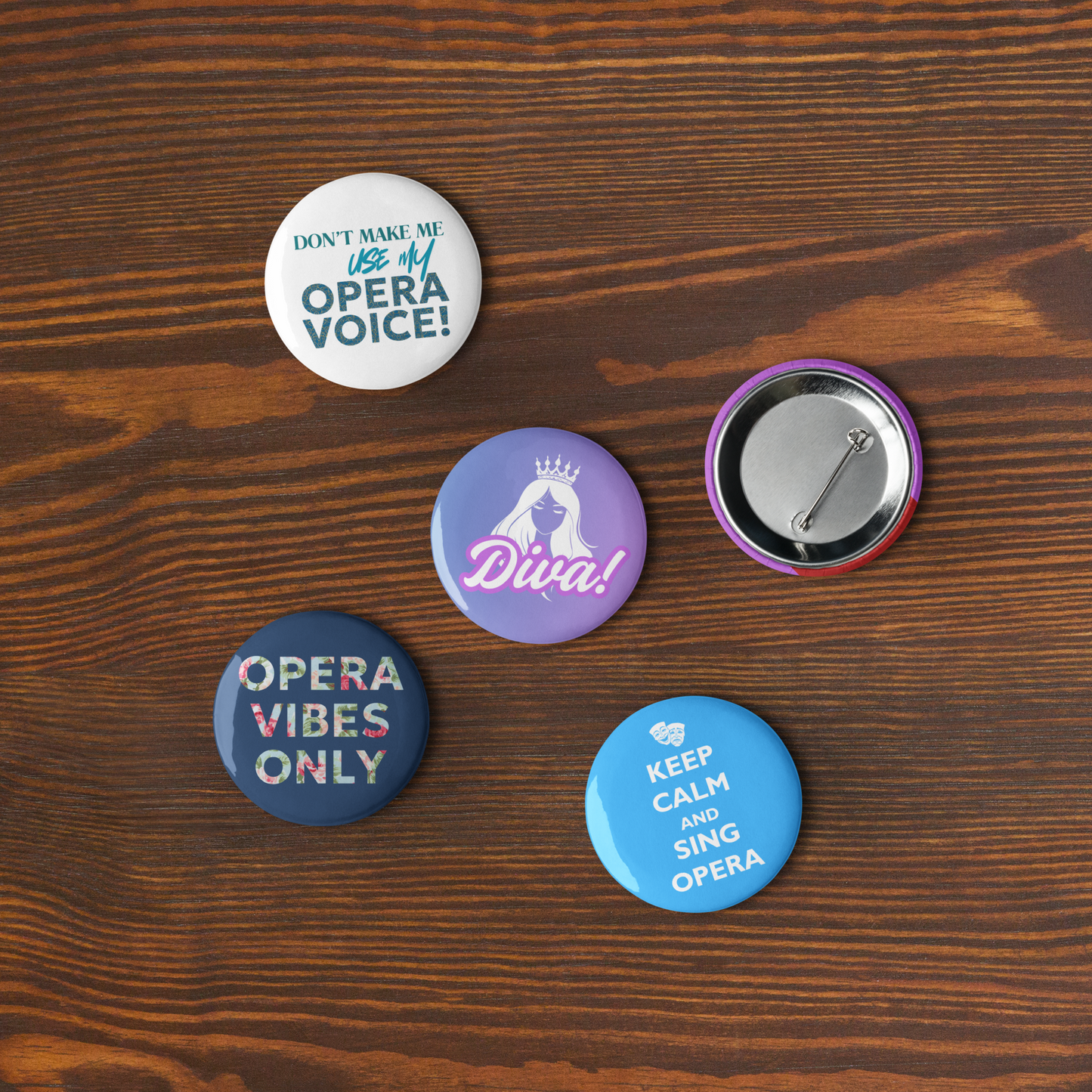 Set 5 Opera PIn Buttons