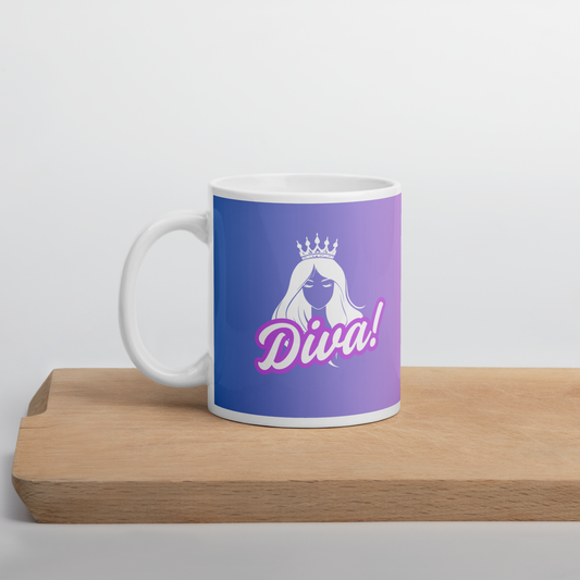 Diva White Glossy Mug