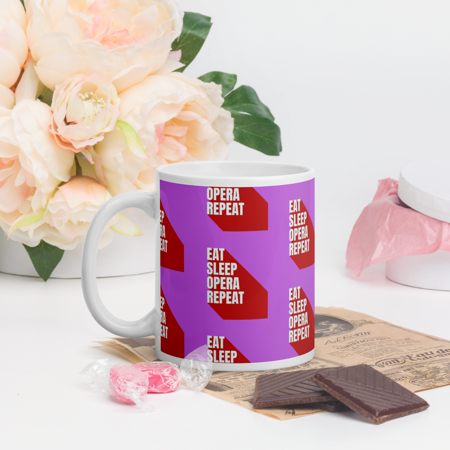 Eat Sleep Opera Repeat White Glossy Mug