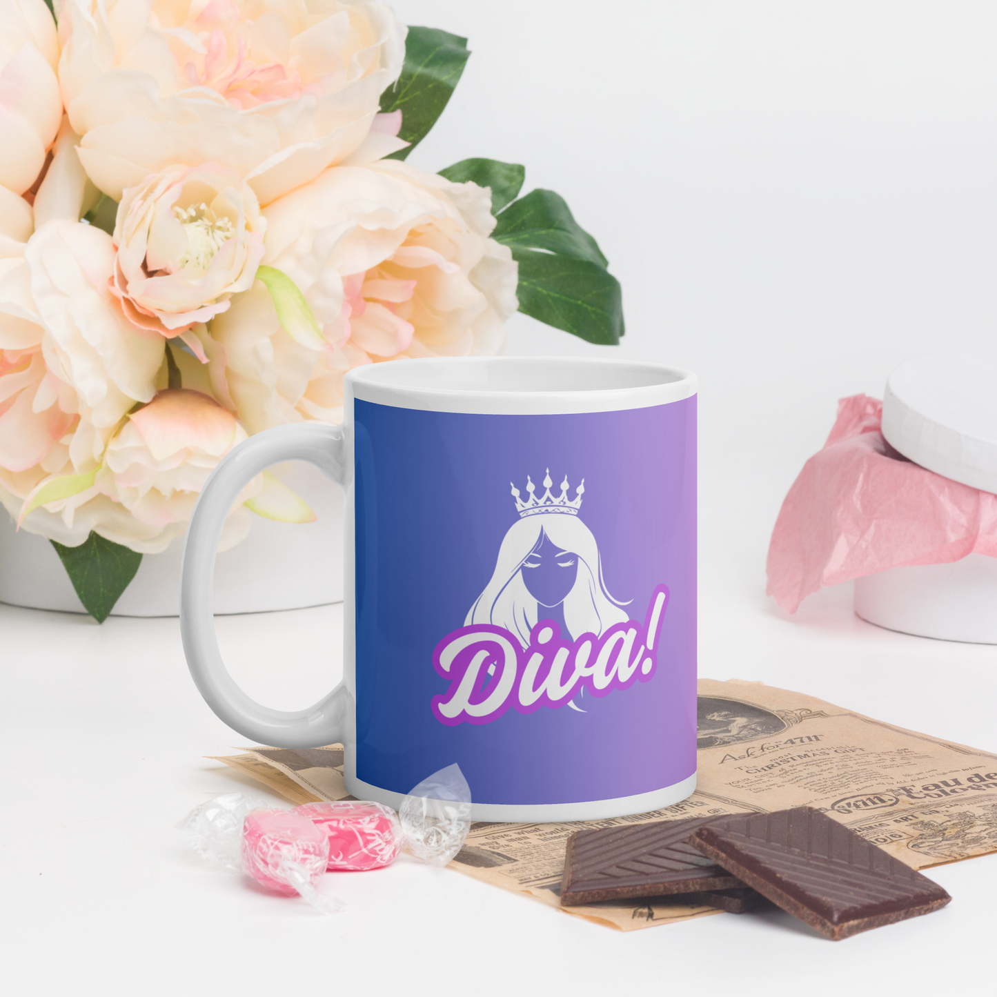 Diva White Glossy Mug