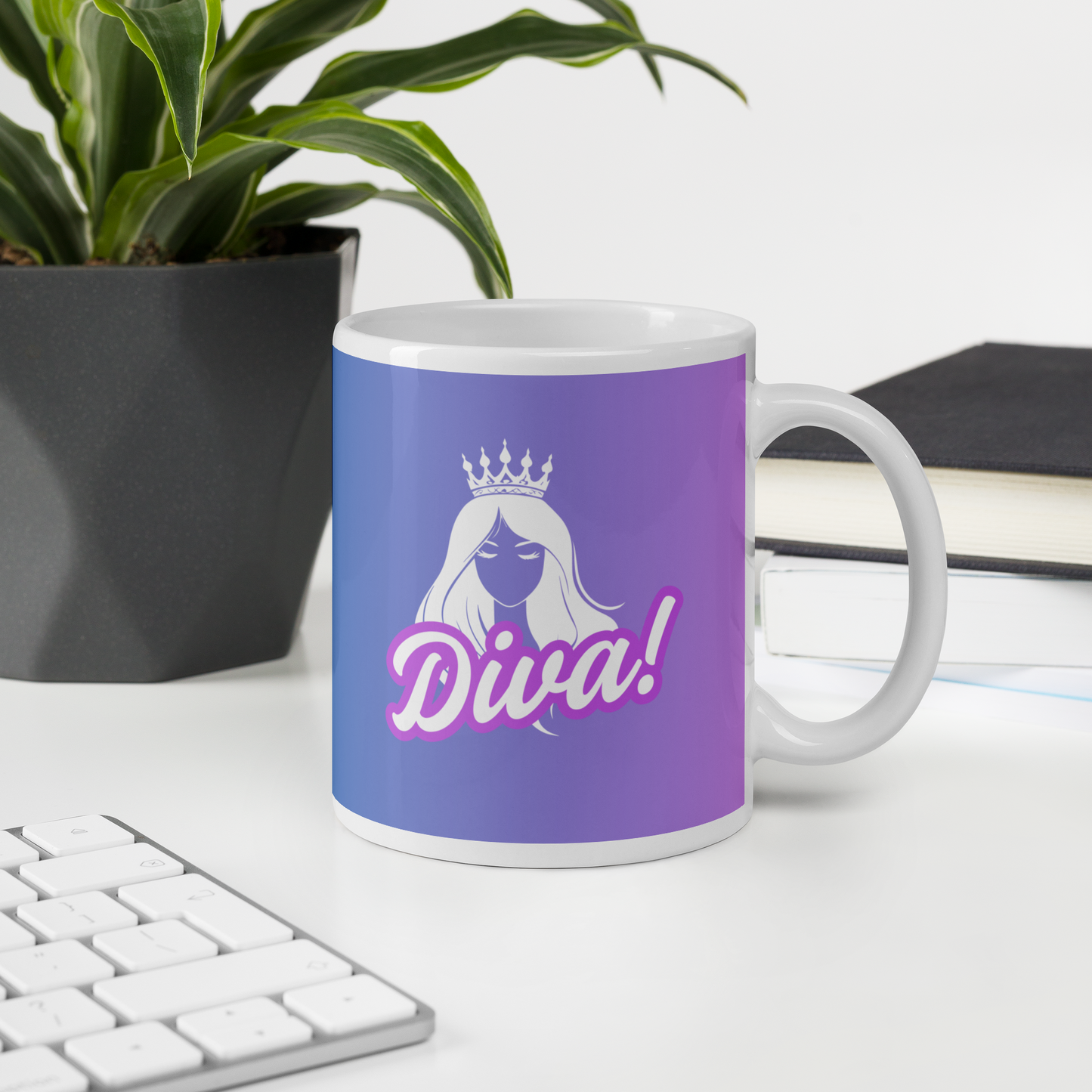 Diva White Glossy Mug